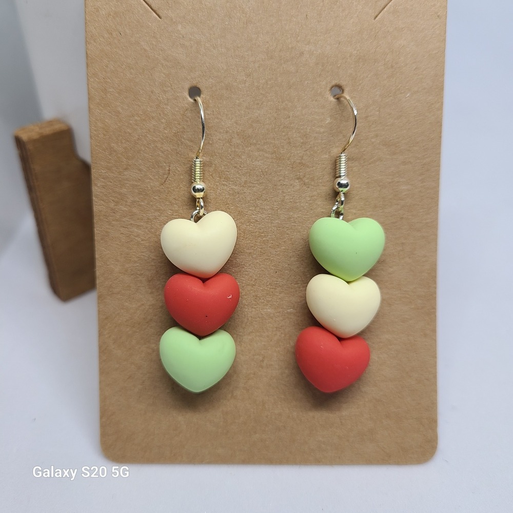 Handmade Heart‎ Drop Earrings Colorful Dangle Fun Fashion Jewelry Women NEW 2"